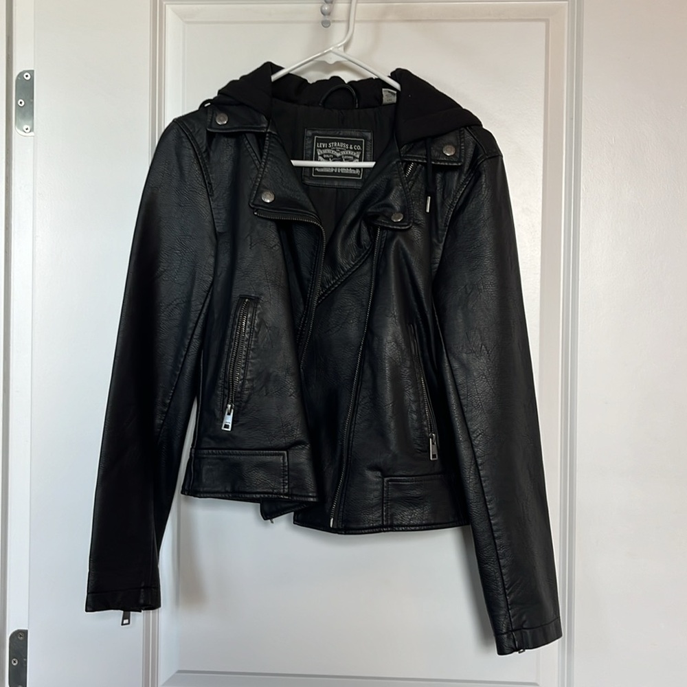 Levi’s Faux Leather Moto Jacket with Hood - Picture 5 of 12
